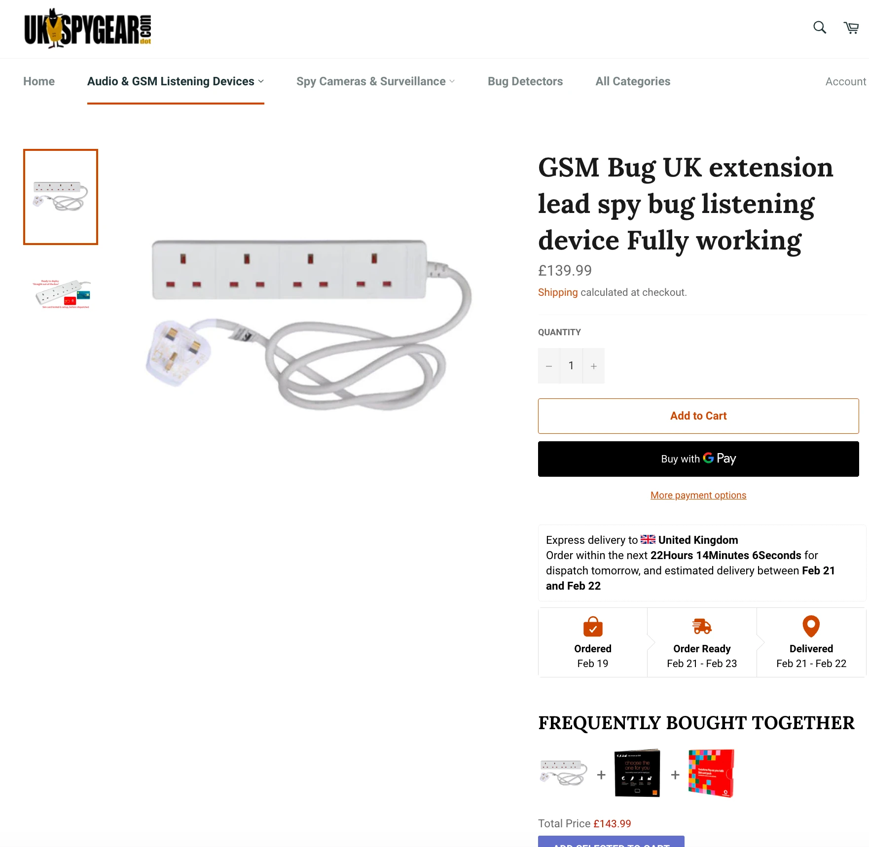 Uk SpyGear.com Basket Example